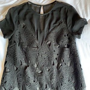 Tobi black lace formal mini dress